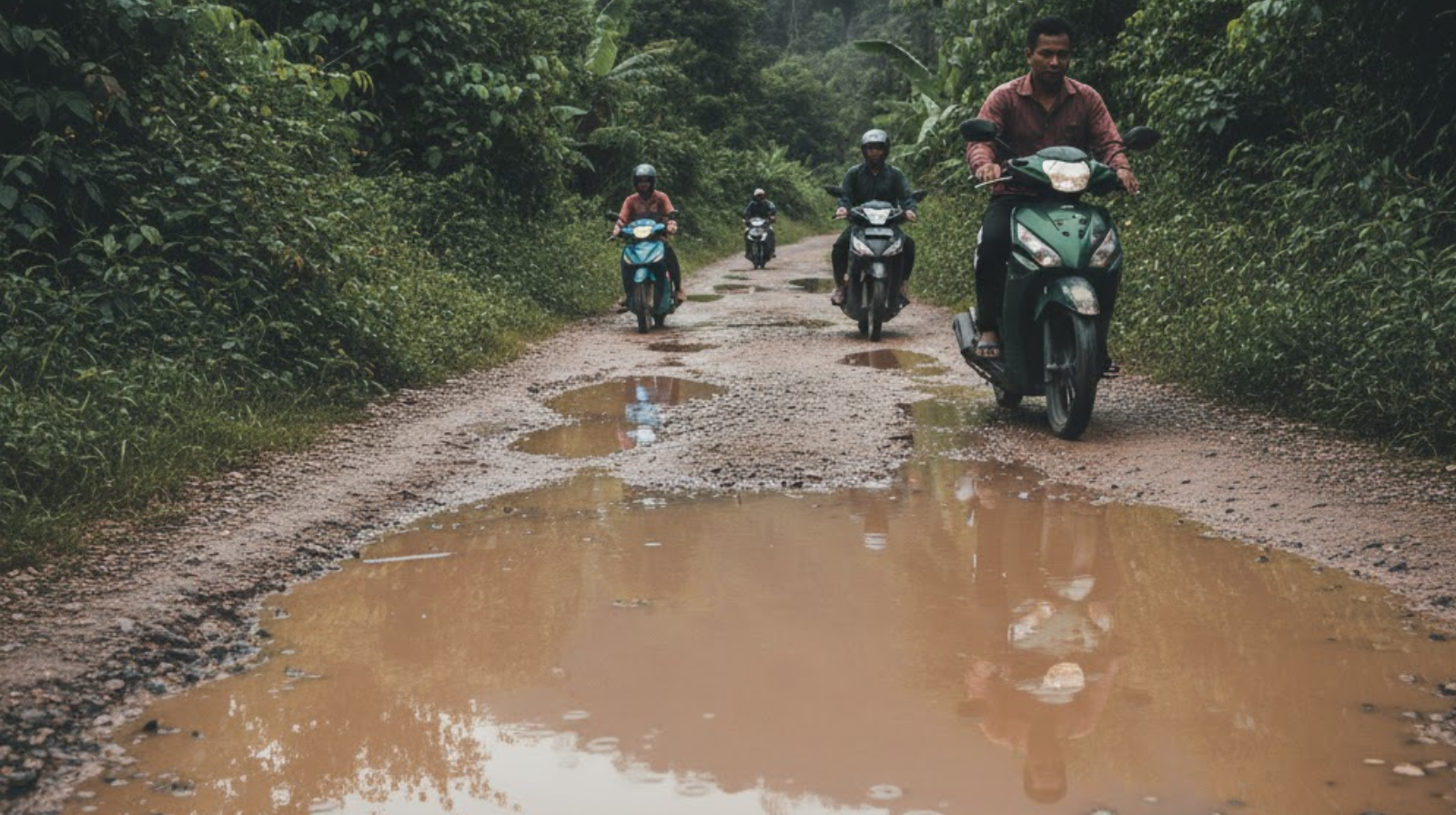 kondisi jalan penghubung antar-desa yang rusak berat