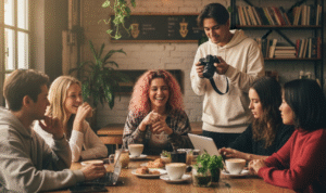 Foto anak muda sedang kumpul bersama
